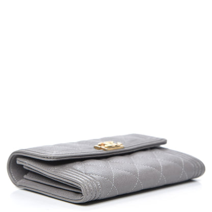 Chanel Caviar Quilted Medium Boy Flap Wallet Grey 4 of 11