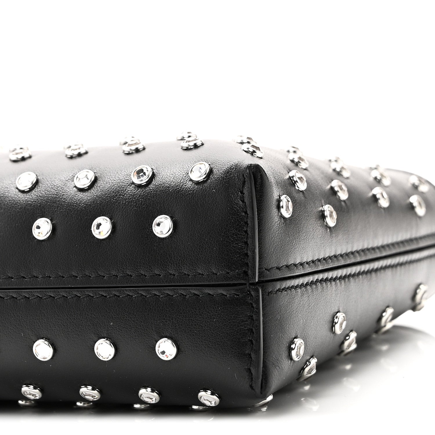 Salvatore Ferragamo Calfskin Studded Trifolio Shoulder Bag Black 9 of 9