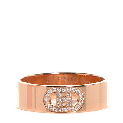 Hermes 18K Yellow Gold Diamond H D'Ancre Ring PM 54 7 1 of 5