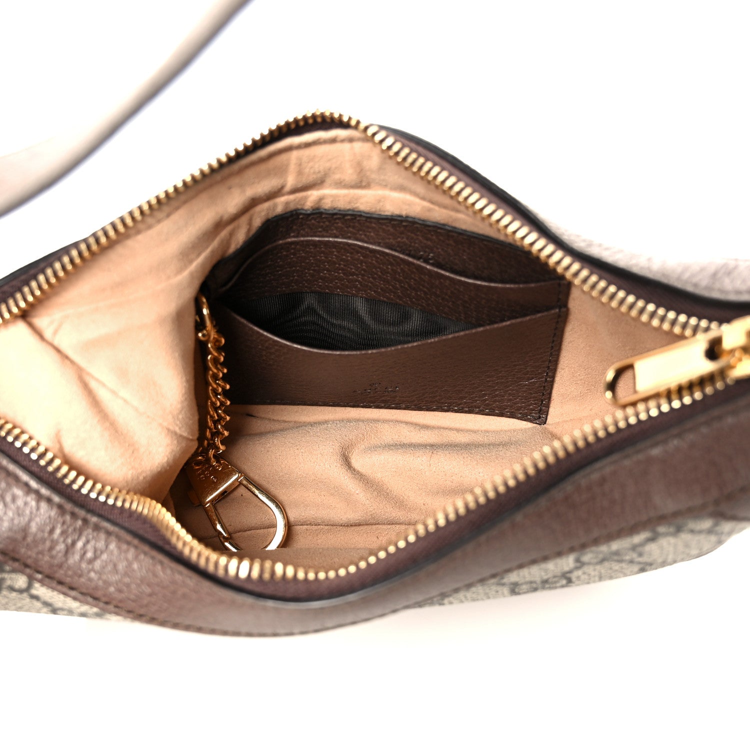 Gucci GG Supreme Monogram Textured Calfskin Web Mini Ophidia Half Moon Hobo Beige Ebony New Acero 5 of 10