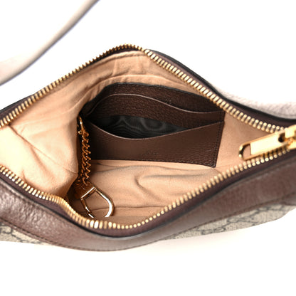 Gucci GG Supreme Monogram Textured Calfskin Web Mini Ophidia Half Moon Hobo Beige Ebony New Acero 5 of 10