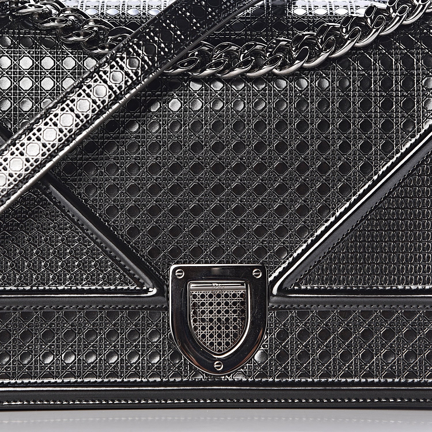 Christian Dior Metallic Patent Micro-Cannage Medium Diorama Flap Bag Graphite 13 of 13