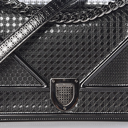 Christian Dior Metallic Patent Micro-Cannage Medium Diorama Flap Bag Graphite 13 of 13