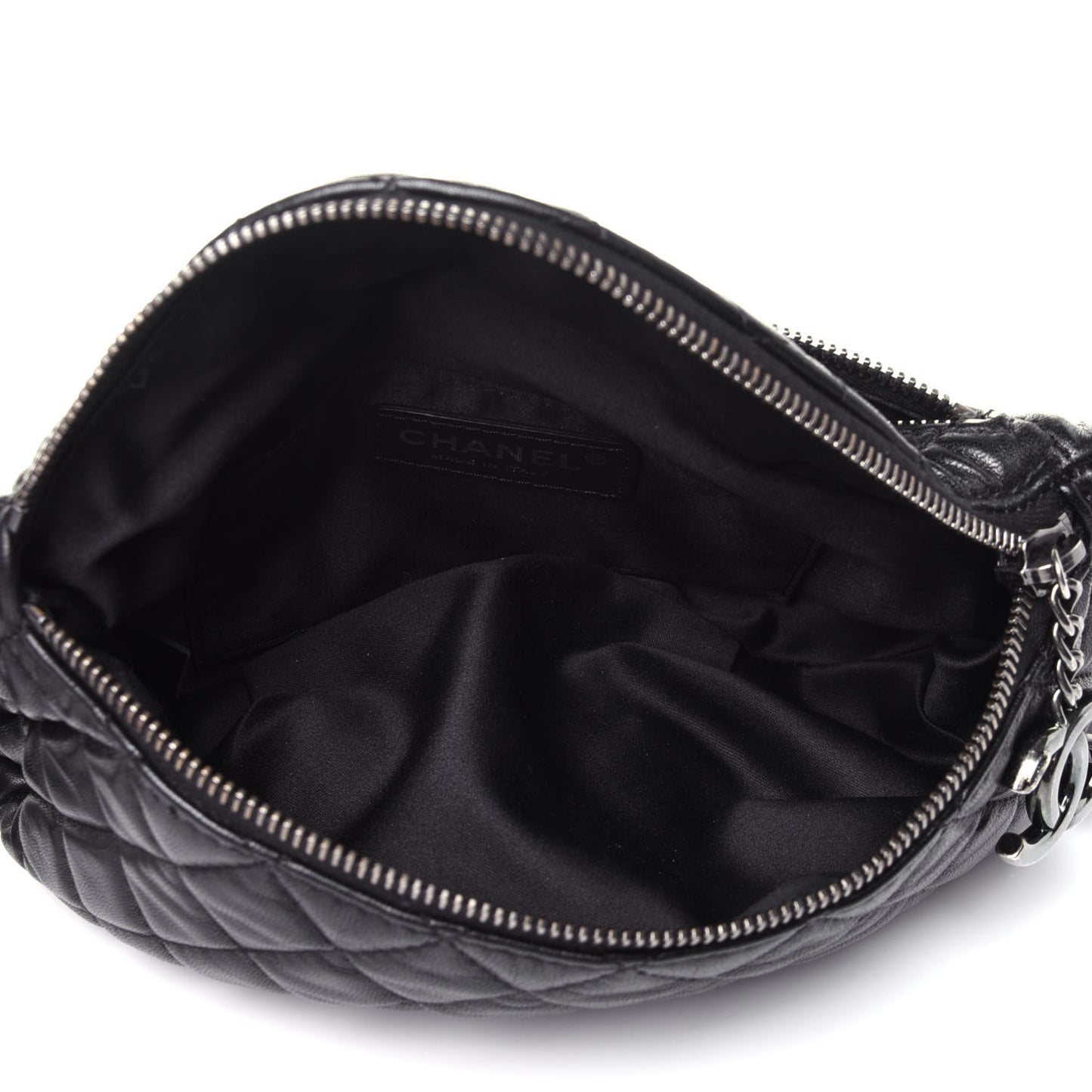 Lambskin Quilted Banane Waist Bag Fanny Pack Black