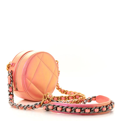 Chanel Iridescent Calfskin Quilted Chanel 19 Round Clutch With Chain Pink 3 of 10