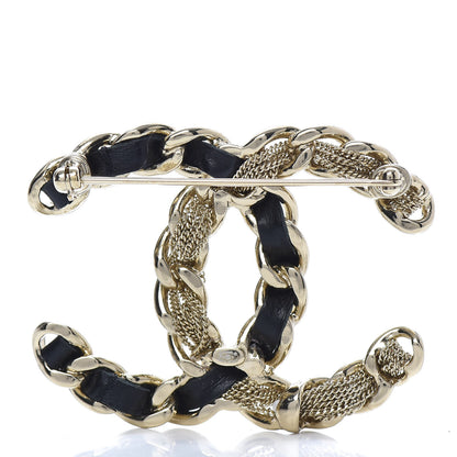 Chanel Metal Chain French New Wave CC Brooch Black Gold 3 of 5
