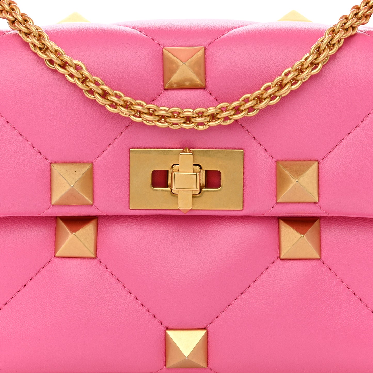 Nappa Medium Roman Stud Shoulder Bag Feminine Pink