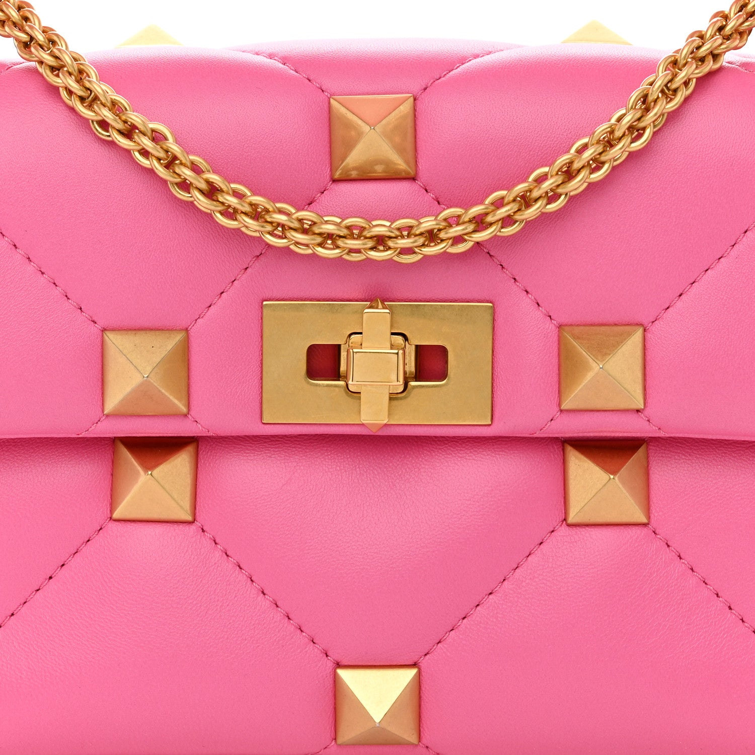 Valentino Garavani Nappa Medium Roman Stud Shoulder Bag Feminine Pink 7 of 9