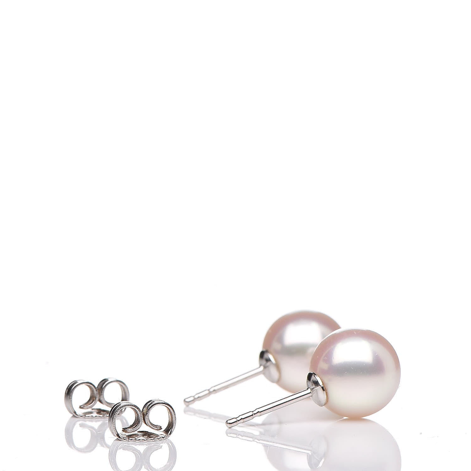Mikimoto 18K White Gold Akoya Pearl 8.5-9mm Stud Earrings AAA 3 of 5