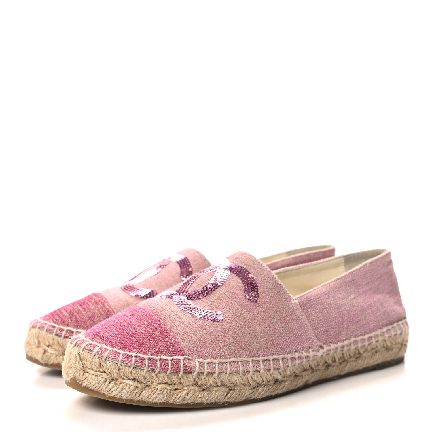 Chanel Toile Sequin CC Espadrilles 39 Pink Dark Pink 3 of 9