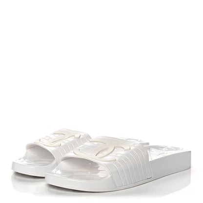 Chanel PVC CC Flat Slide Sandals 39 White 3 of 8
