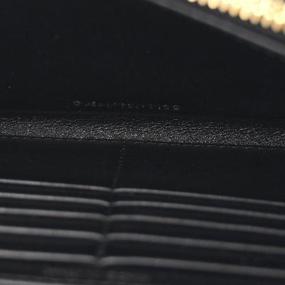 Saint Laurent Calfskin Crocodile Embossed Monogram Chain Wallet Black 6 of 12