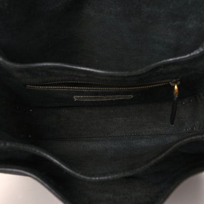 Valentino Garavani Pebbled Calfskin Medium Rockstud Rolling Flap Saddle Bag Black 5 of 9