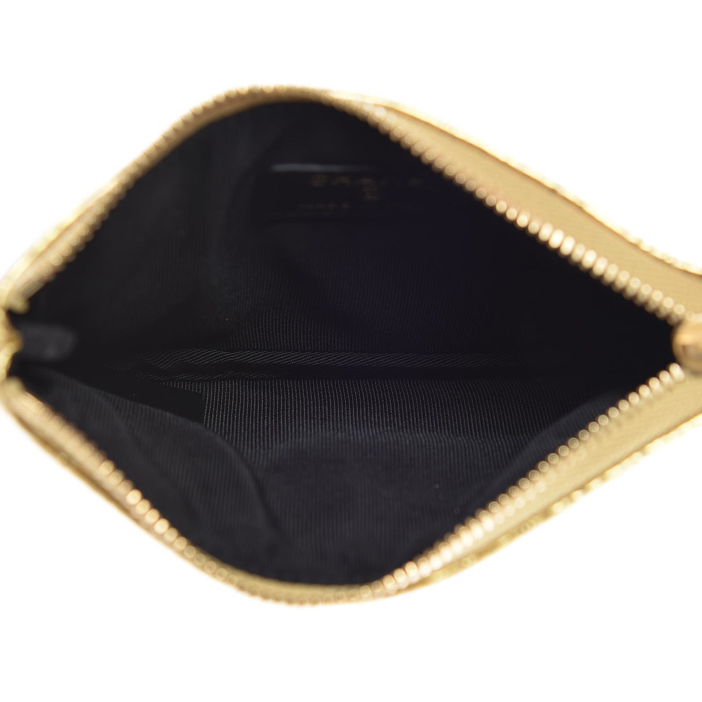 Metallic Calfskin Crocodile Embossed Cocodile Cosmetic Case Gold