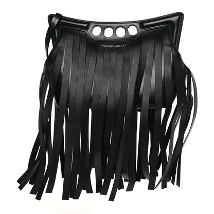 Alexander McQueen Calfskin Fringe Mini The Peak Crossbody Bag Black 1 of 10