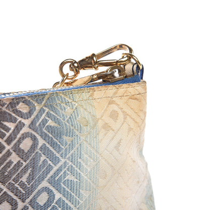 Fendi Canvas Ombre Logo Chain Strap Pochette Blue White 14 of 16