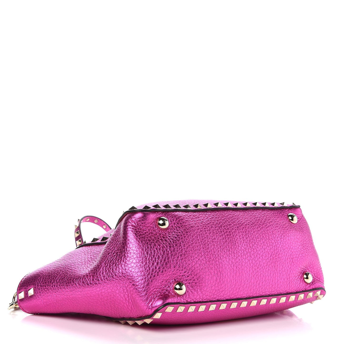 Metallic Pebbled Calfskin Small Rockstud Tote Peony