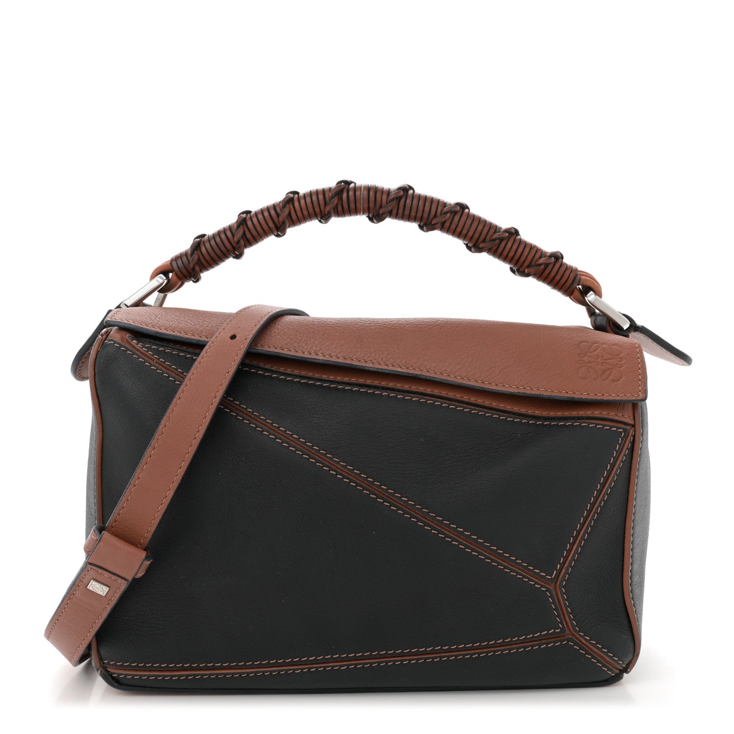 Loewe Calfskin Small Craft Puzzle Bag Tan Black 1 of 15