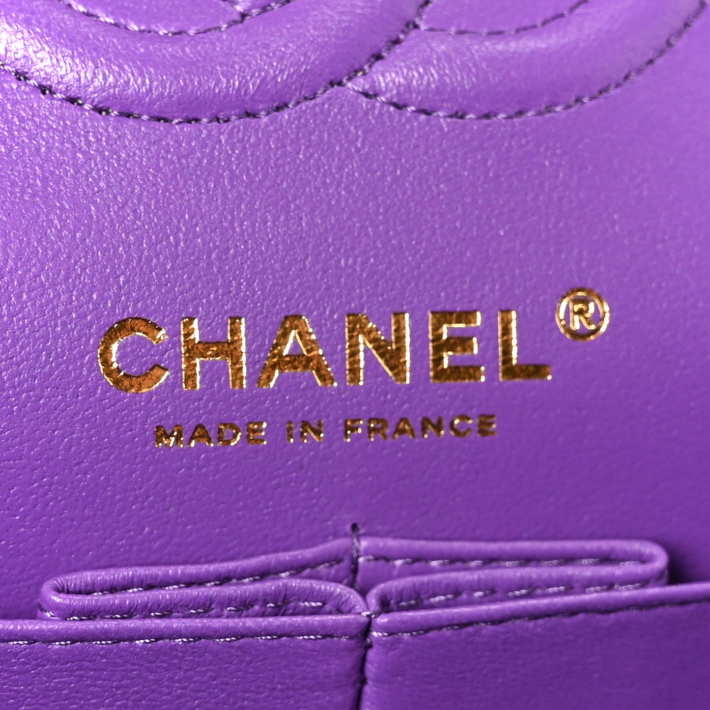 Caviar Quilted Small Double Flap Purple