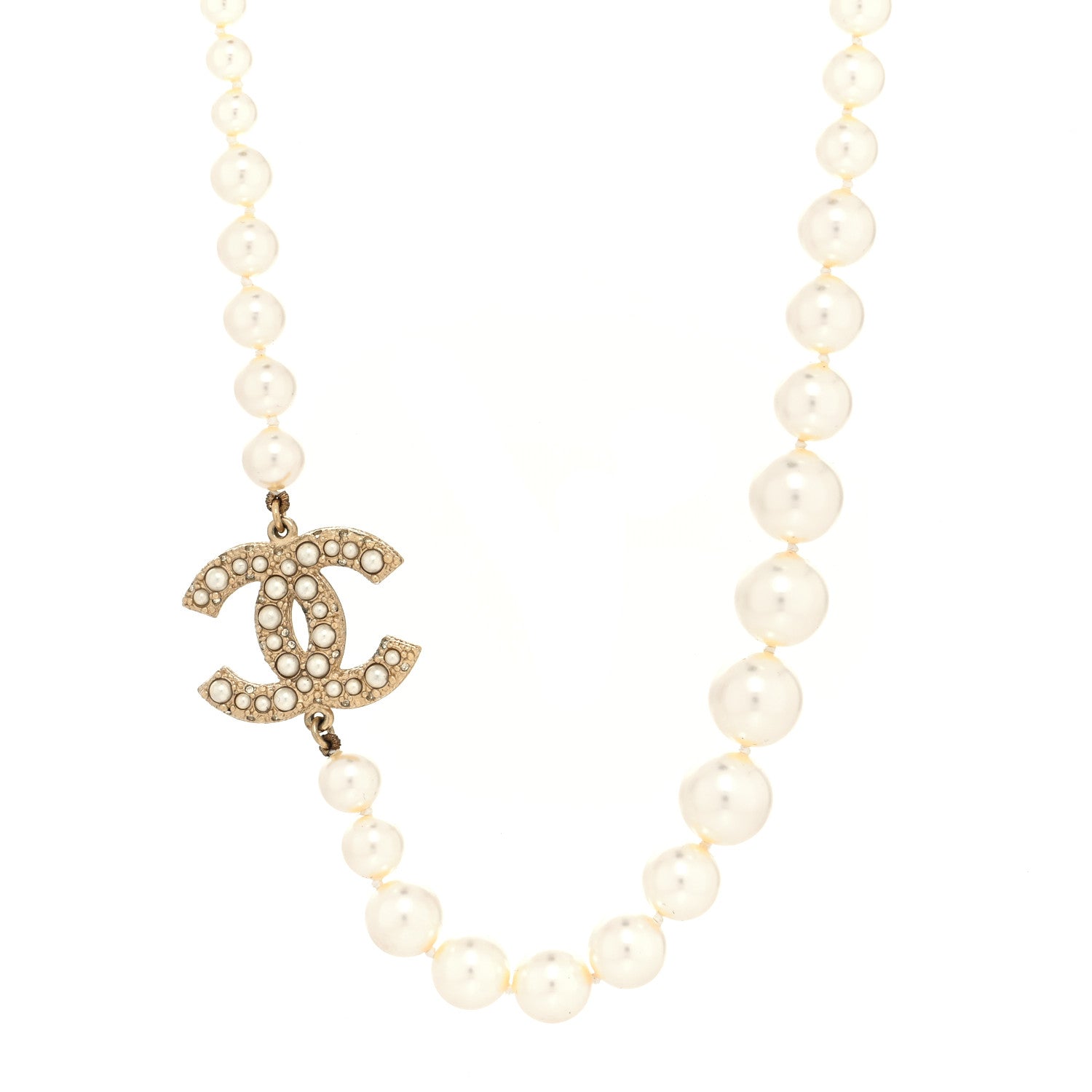 Chanel Pearl CC 100th Anniversary Necklace Light Gold 2 of 5