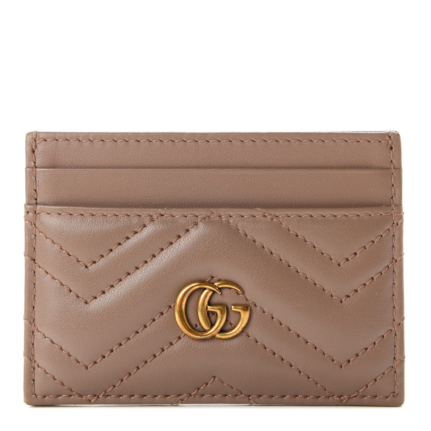 Calfskin Matelasse GG Marmont Card Holder Porcelain Rose