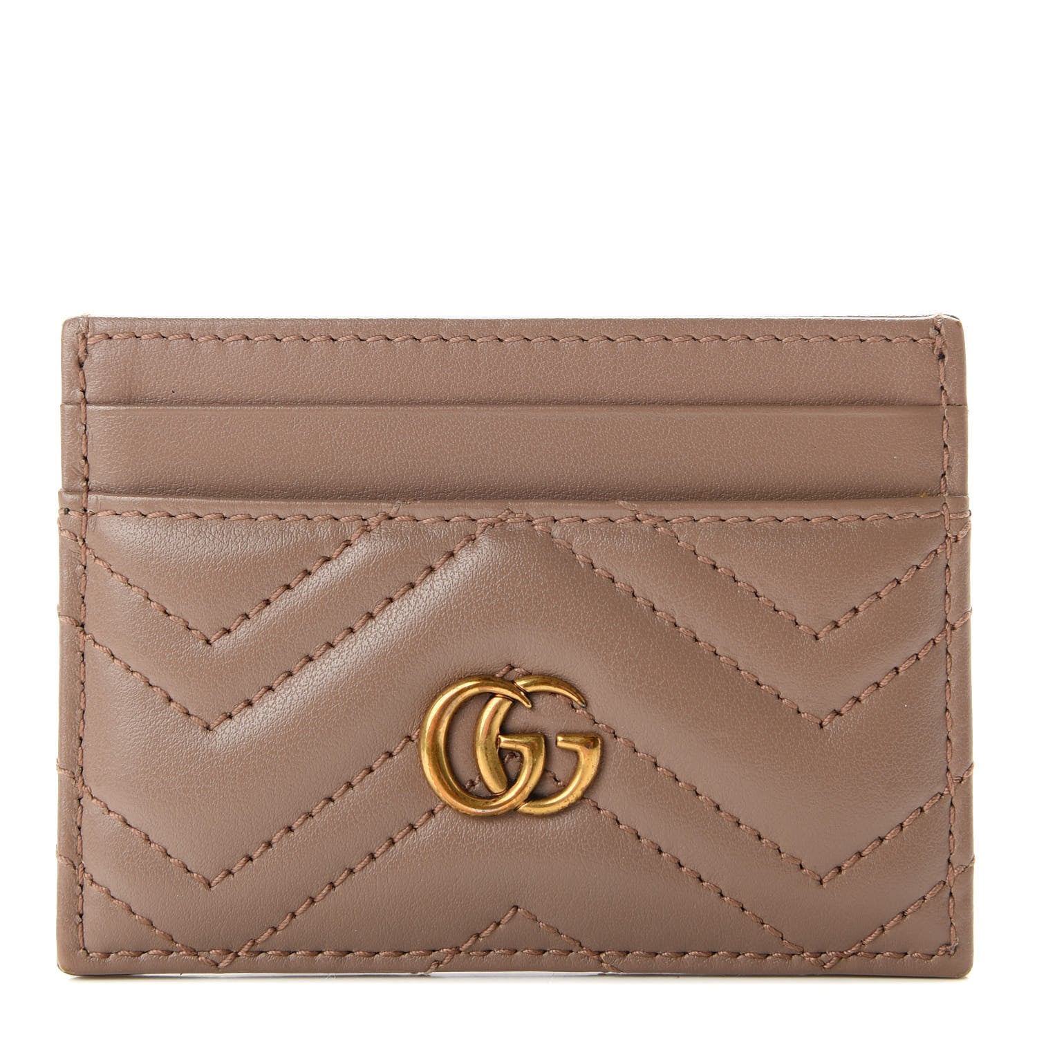 Gucci Calfskin Matelasse GG Marmont Card Holder Porcelain Rose 1 of 7