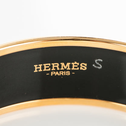 Hermes Enamel Printed Circuit 24 Faubourg Wide Bracelet 65 Blanc Noir 4 of 5