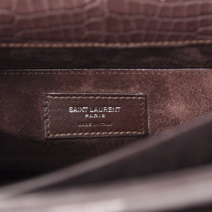 Saint Laurent Calfskin Crocodile Embossed Medium Monogram Sunset Brown 6 of 12