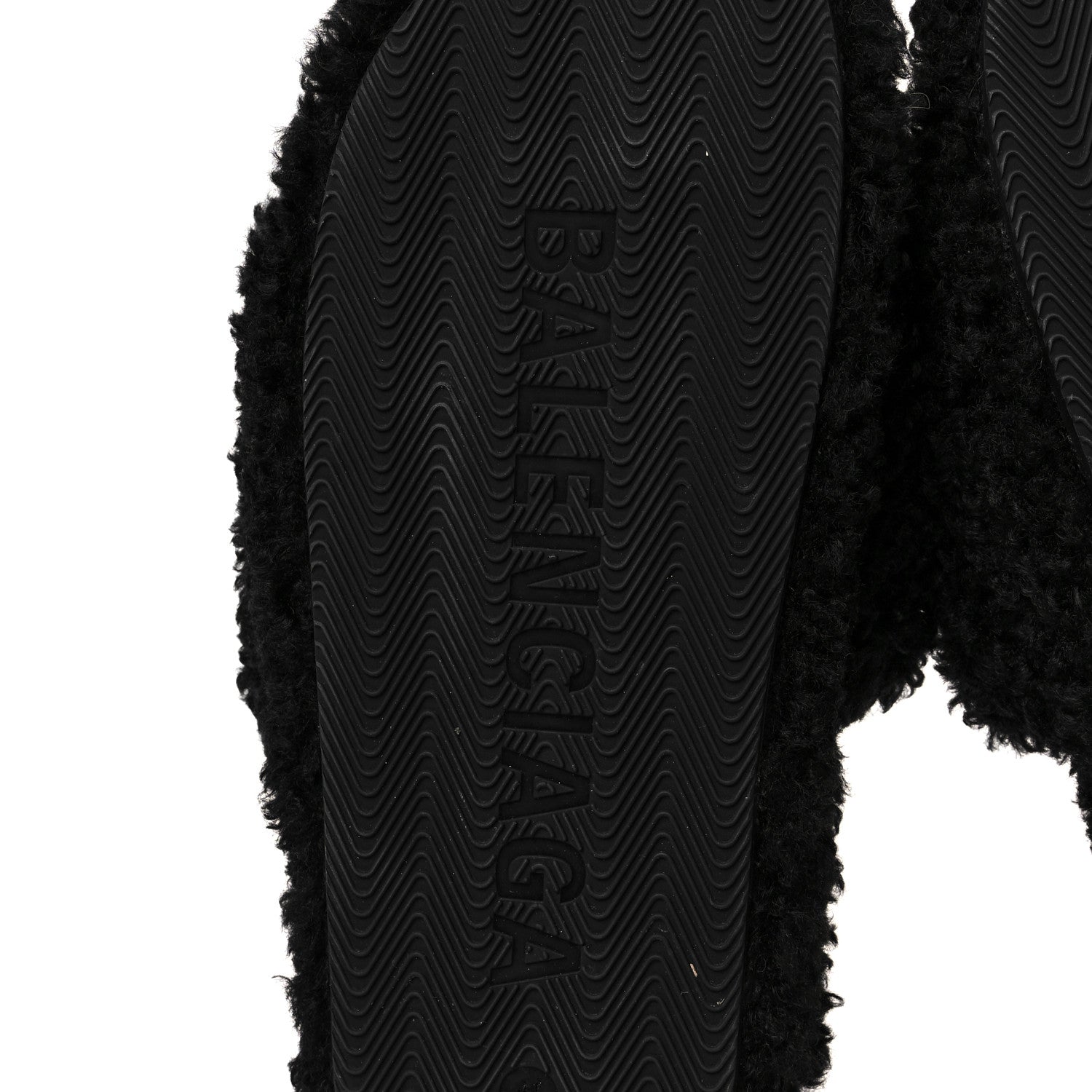 Balenciaga Faux Shearling Political Campaign Logo Slide Sandals 41 Black White Red 6 of 6