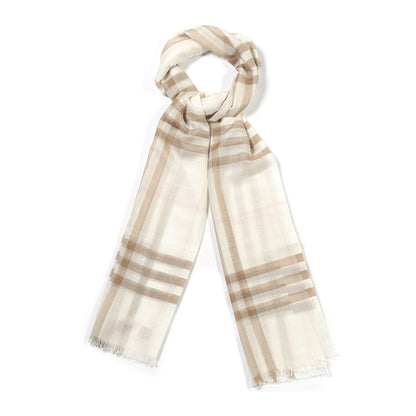 Burberry Wool Silk Gauze Giant Check Scarf White Alabaster 4 of 4