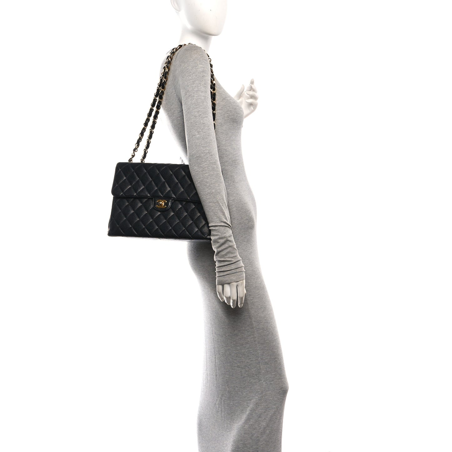 Caviar Jumbo Single Flap Black