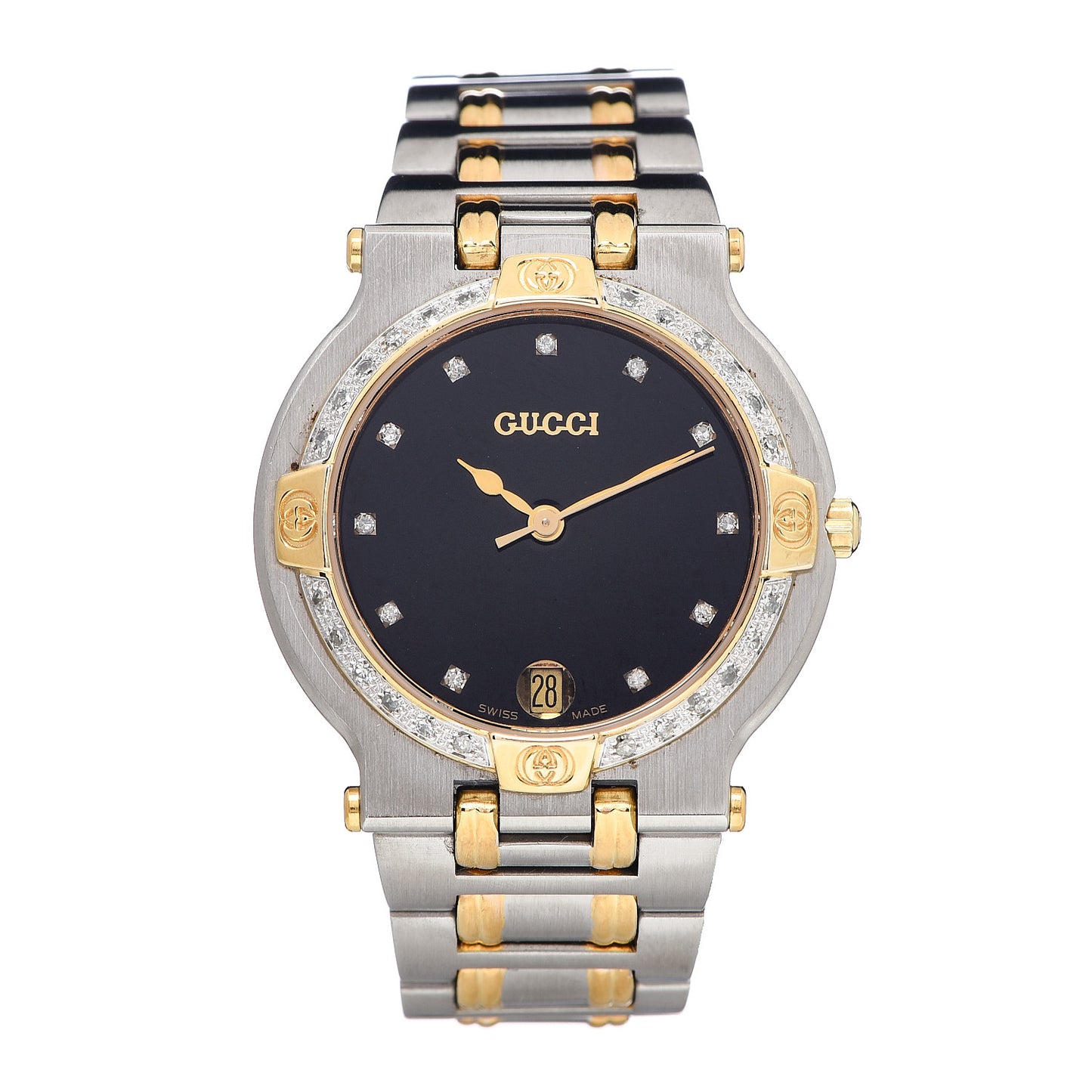 Stainless Steel Diamond Bezel 32mm 9000M Quartz Watch Black