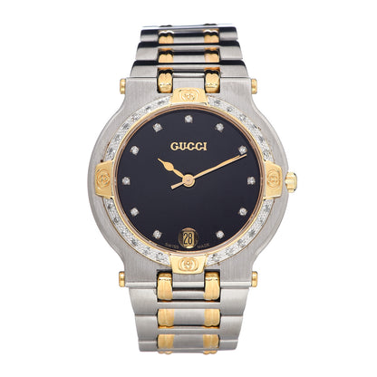 Gucci Stainless Steel Diamond Bezel 32mm 9000M Quartz Watch Black 1 of 6
