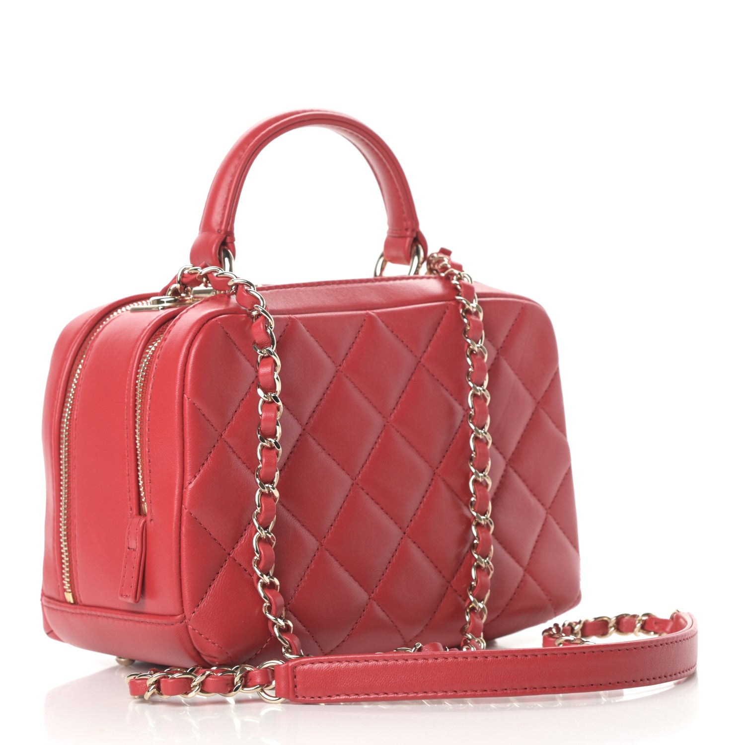 Chanel Lambskin Quilted Small Trendy CC Bowling Bag Red 3 of 13