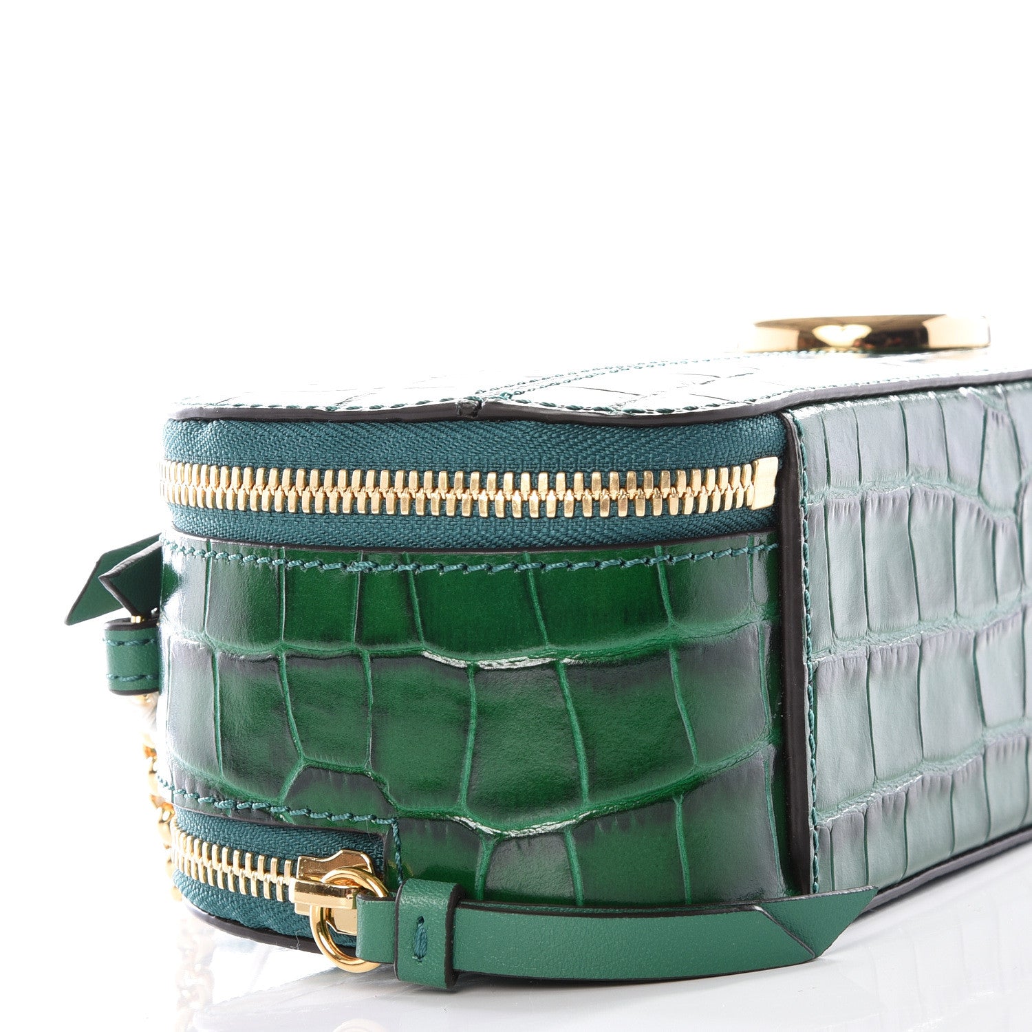 Chloe Calfskin Crocodile Embossed Mini C Vanity Bag Woodsy Green 8 of 12