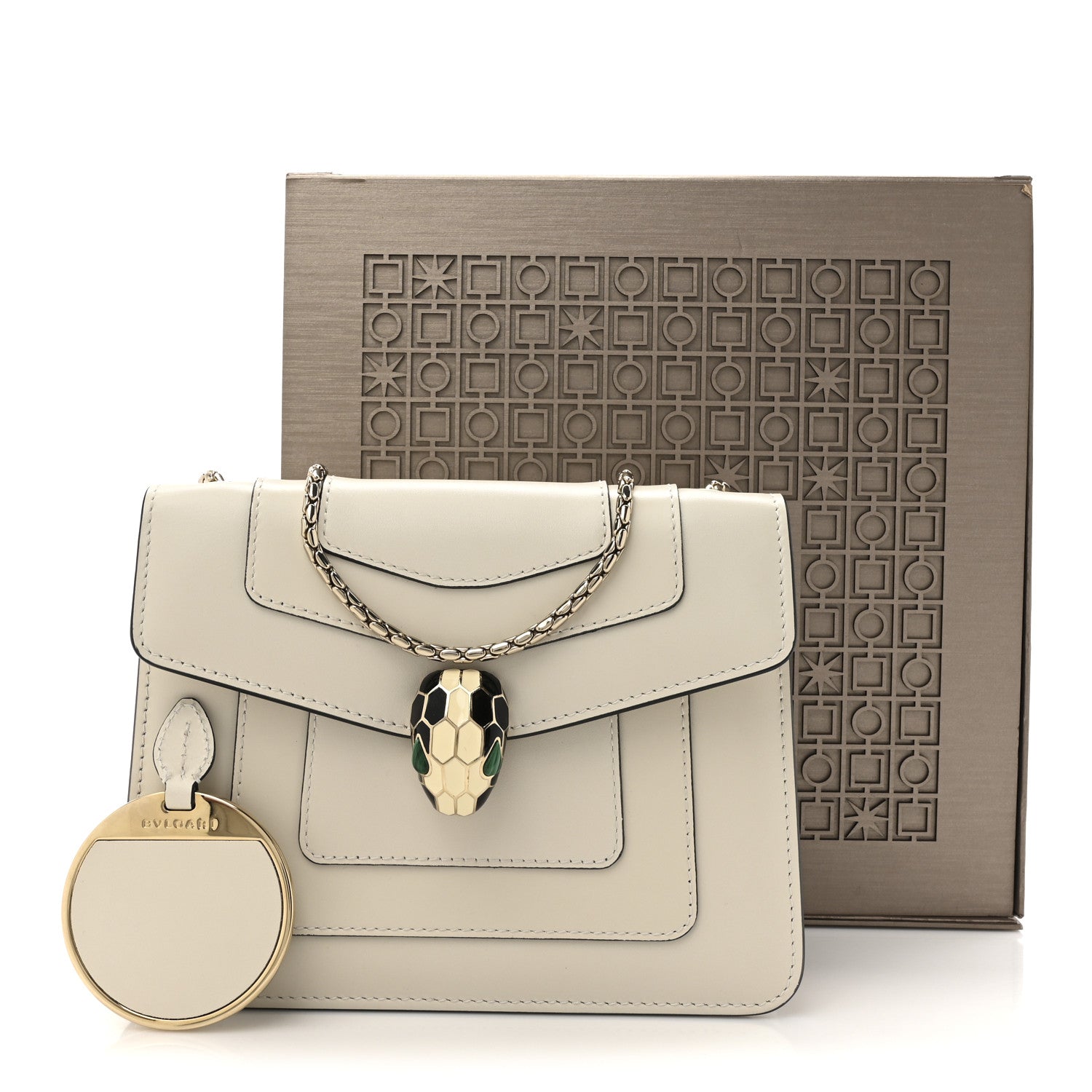 Bulgari Calfskin Small Serpenti Forever Crossbody Bag White Agate 14 of 14