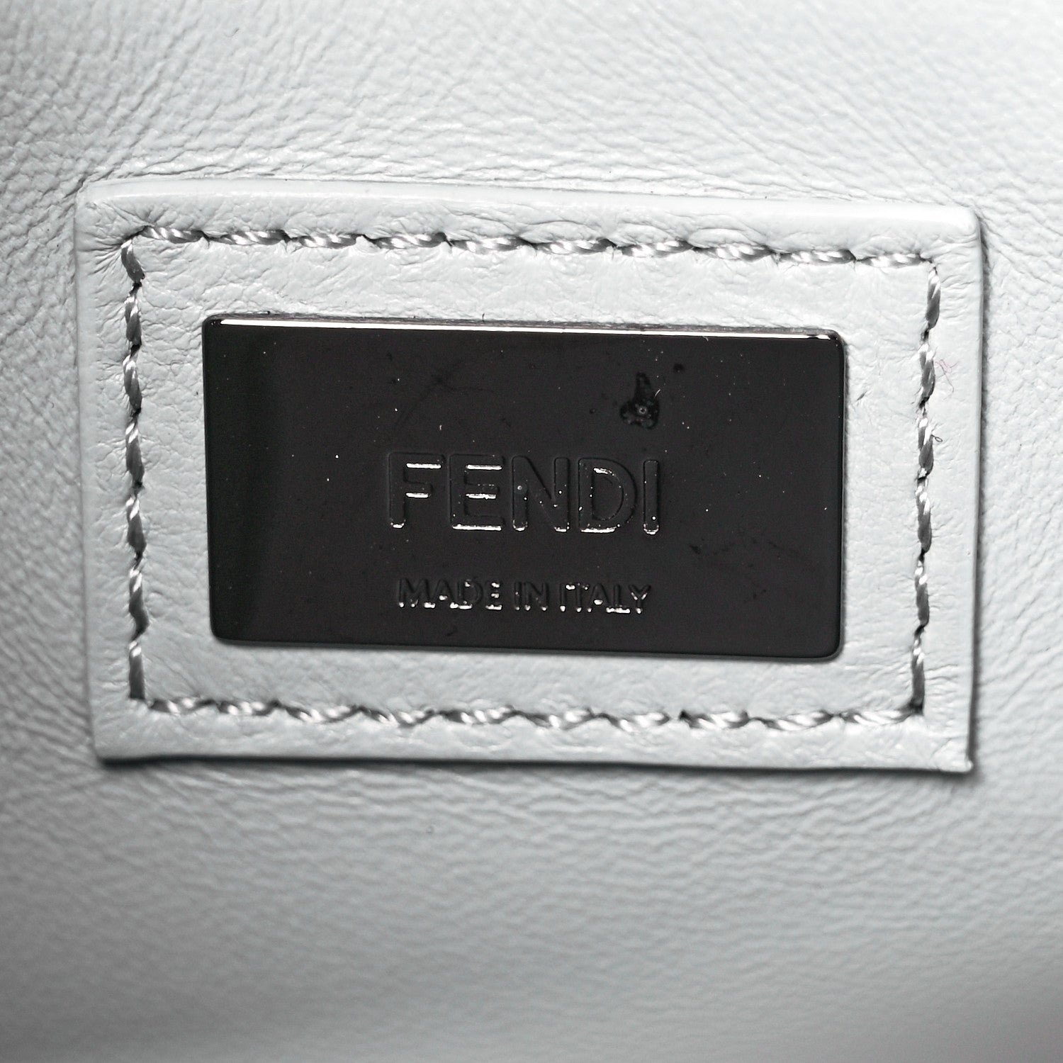 Fendi Vitello Seta Shiny Nappa Scalloped Studded Mini Peekaboo Iconic Satchel Grigio Perla 5 of 8