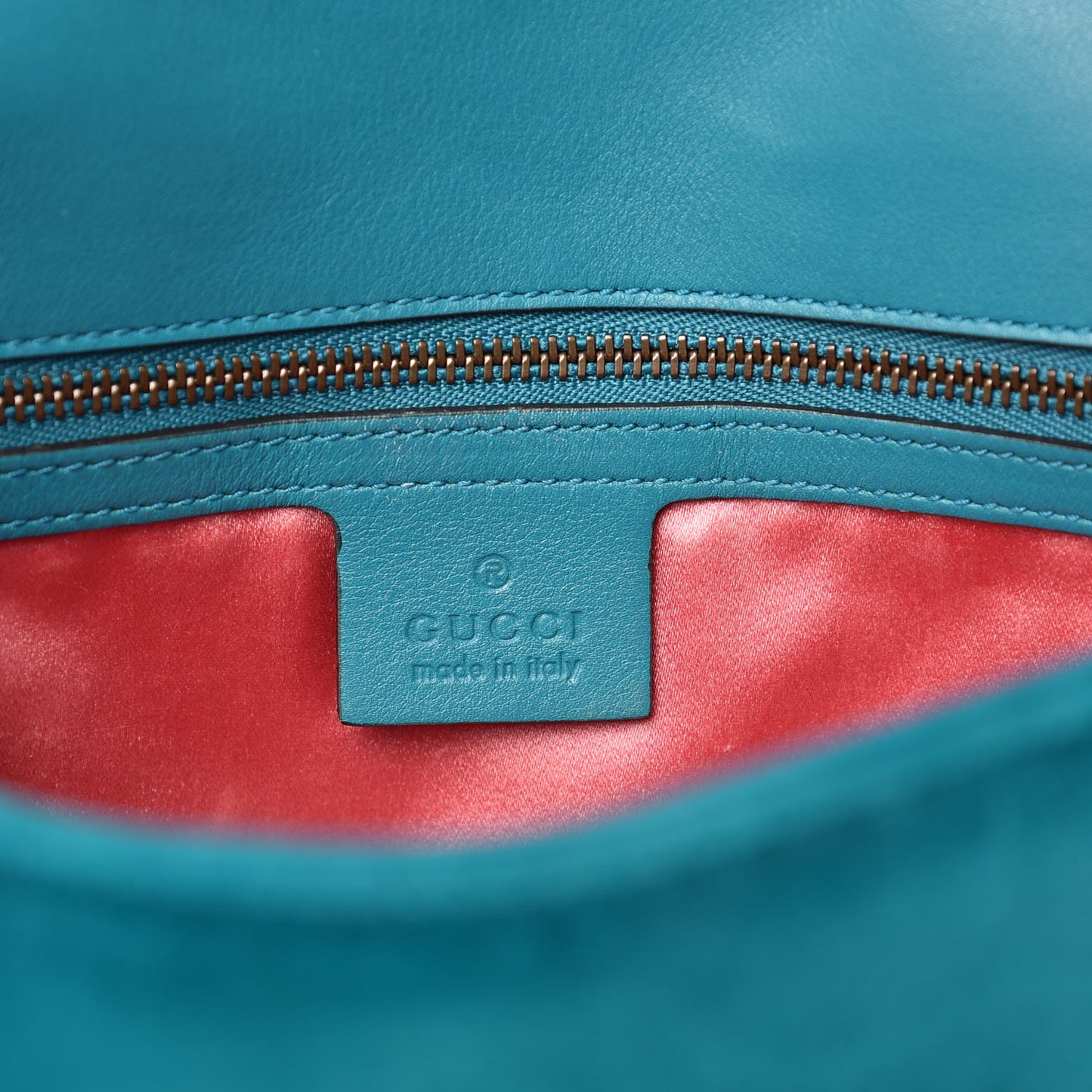 Velvet Matelasse Small GG Marmont Shoulder Bag Pavone Cyan