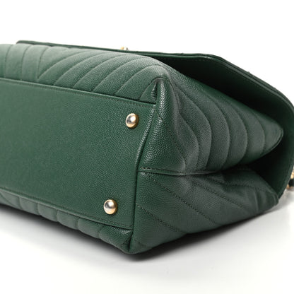 Chanel Caviar Chevron Chevron Quilted Small Coco Handle Flap Green 7 of 9