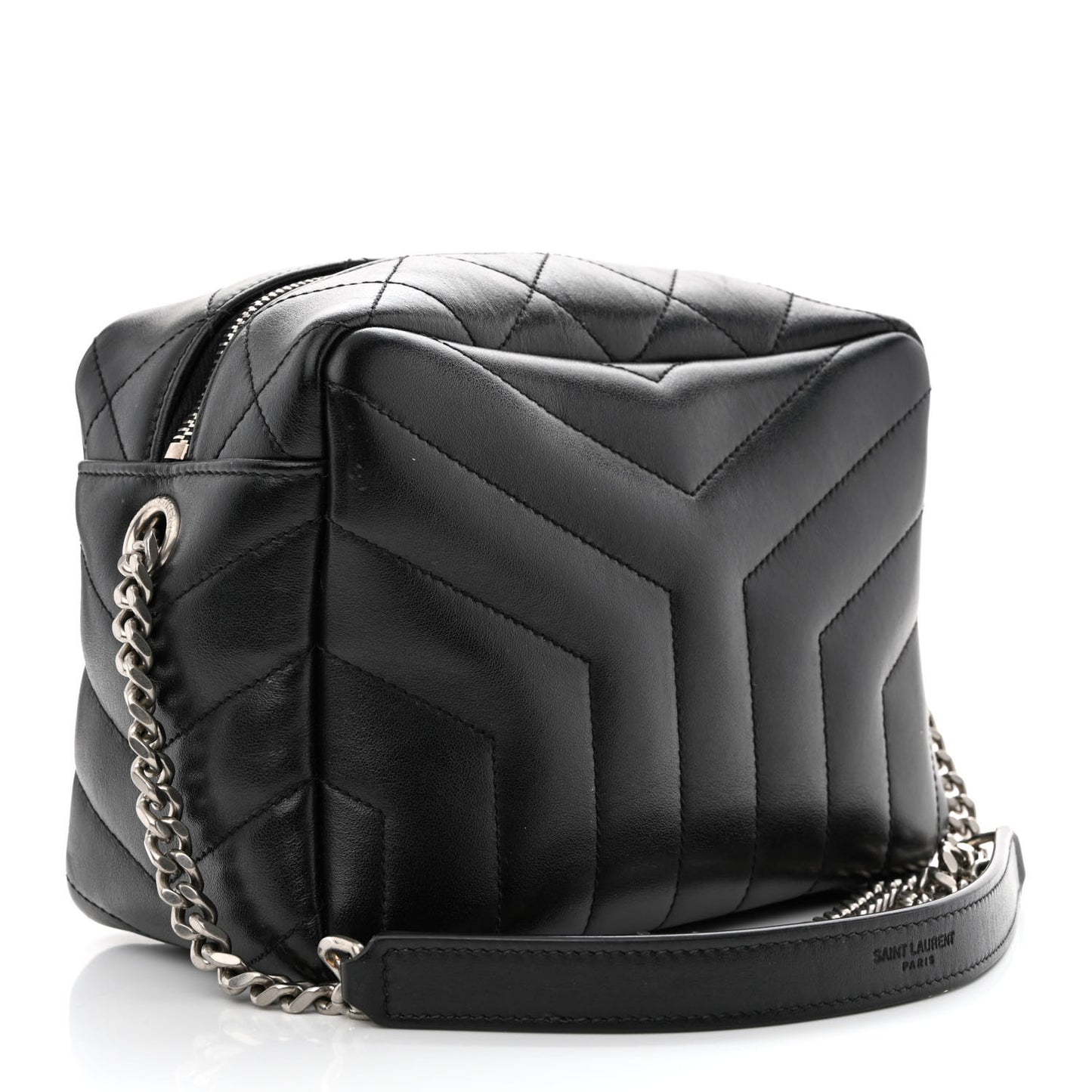 Calfskin Y Quilted Monogram Small Loulou Bowling Bag Black