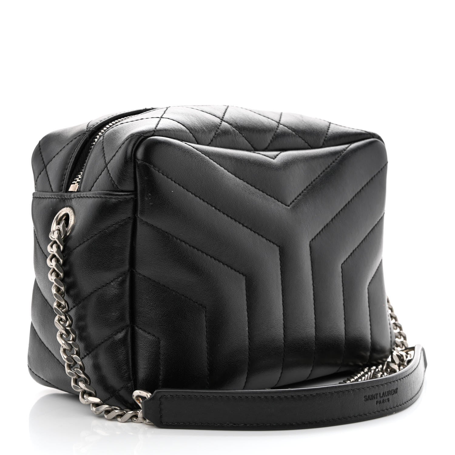 Saint Laurent Calfskin Y Quilted Monogram Small Loulou Bowling Bag Black 3 of 12