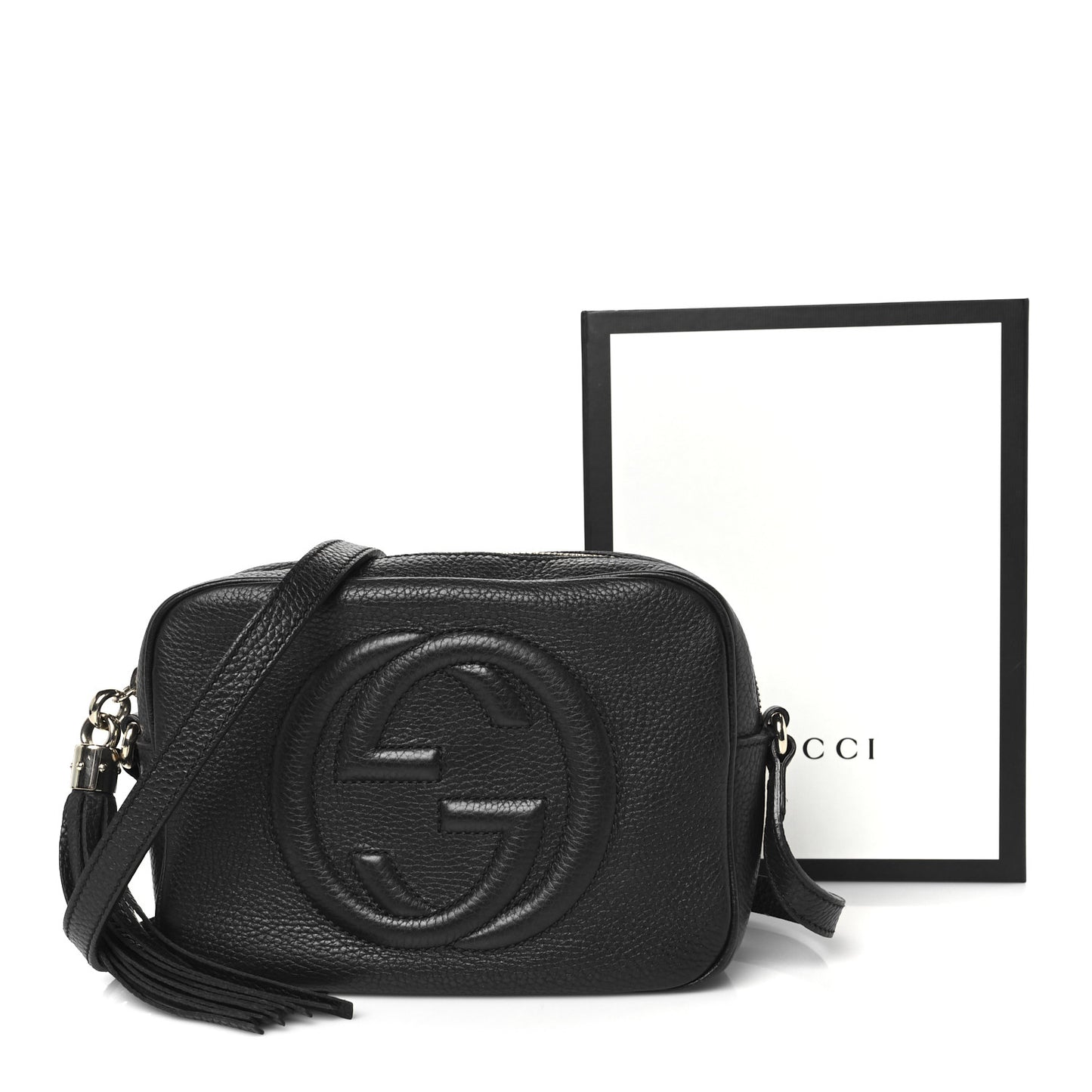 Pebbled Calfskin Small Soho Disco Bag Black