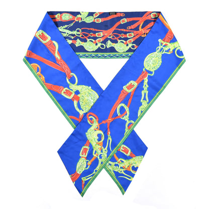 Hermes Silk Brides De Gala Maxi Twilly Bleu Electrique Vert Marine 1 of 3