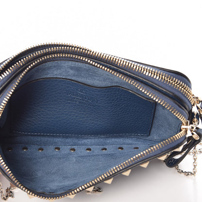Valentino Garavani Pebbled Calfskin Rockstud Chain Pouch Shoulder Bag Peacock 7 of 9