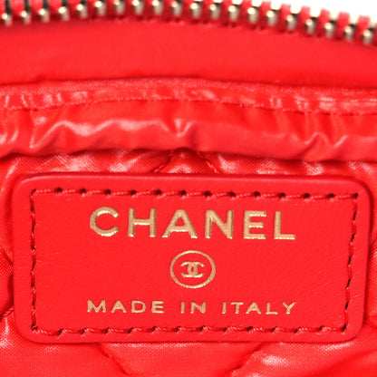 Chanel Patent Quilted Small Curvy Pouch Cosmetic Case Red 6 of 10