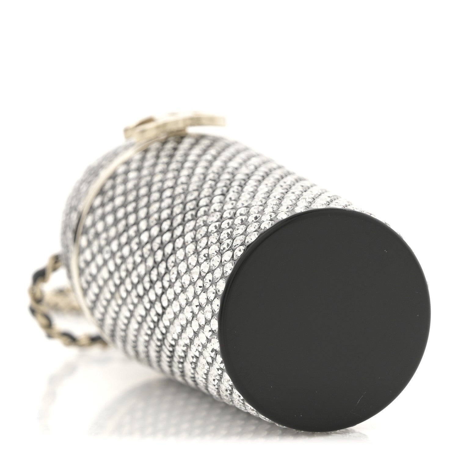Chanel Metal Resin Lambskin Crystal Lipstick Case Long Necklace On Chain Silver Black Gold 4 of 9