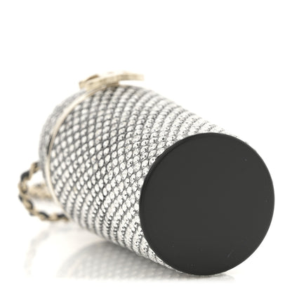 Chanel Metal Resin Lambskin Crystal Lipstick Case Long Necklace On Chain Silver Black Gold 4 of 9