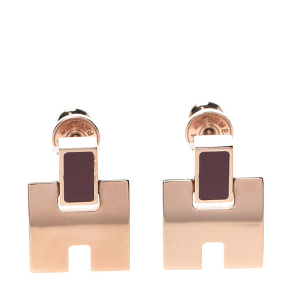 Hermes Rose Gold Lacquer Eileen Earrings Rouge H 1 of 6