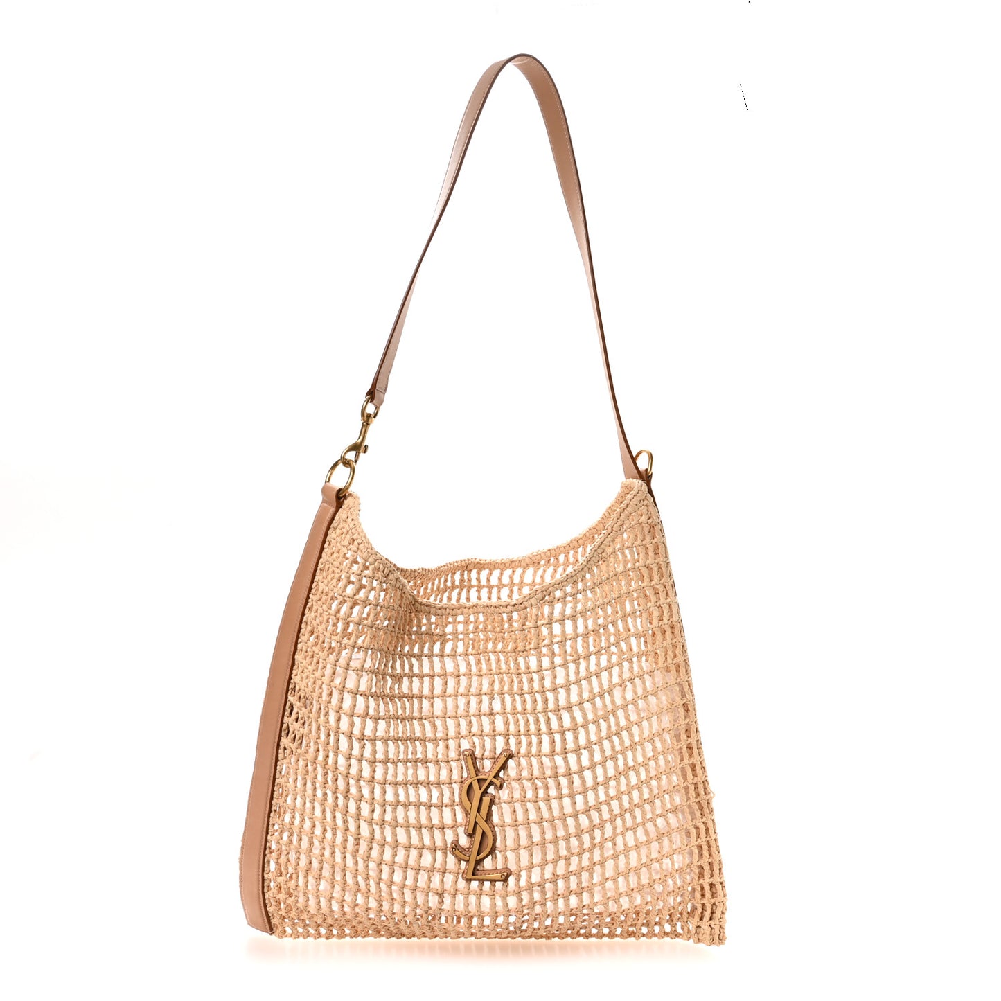 Raffia Calfskin Oxalis Shoulder Bag Naturale Vintage Brown