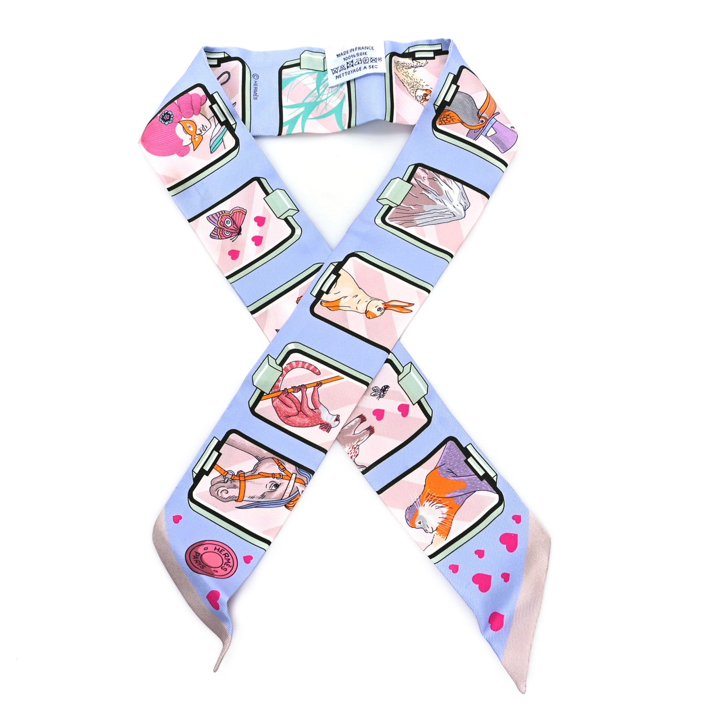 Silk Story Twilly Blue Pale Rose Vert